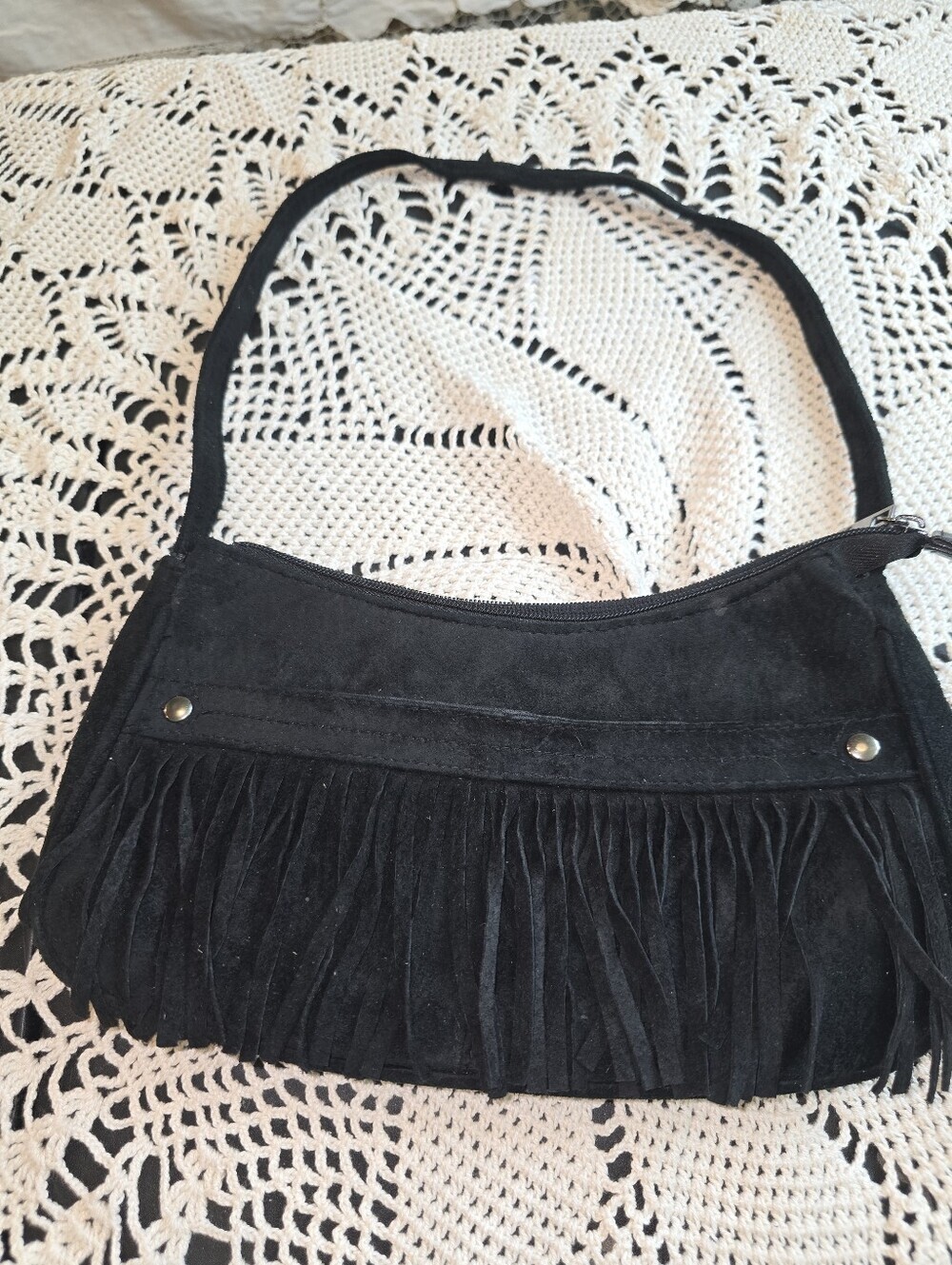 Joe Boxer Y2K 90s Vintage Fringe Purse. Black